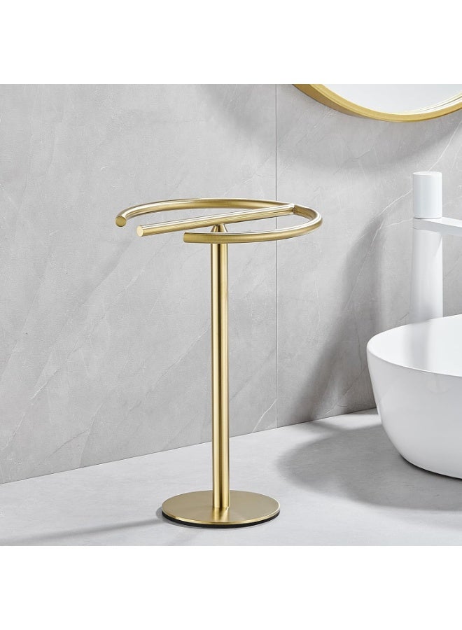 jaexest Hand Towel Holder Stand Free-Standing Towel Rack Brushed Gold Stainless Steel Towel Bar Rack Stand, Tower Bar for Bathroom Kitchen Vanity Countertop - Image 3